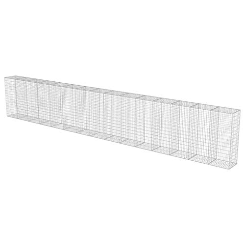 HLLNME Steinzaun Steinkorb Steingabione Gabion Säule, Gabionenwand mit Abdeckung Verzinkter Stahl 900×50×150 cm – Bild 3