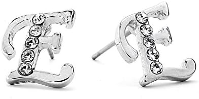 CZ Accent 14-K Gold Filled Initial Earrings Grade AAAAA Cubic Zirconia 14K Gold Filled (SILVER E)