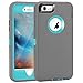 MAXCURY for iPhone 6 Case iPhone 6s Case Heavy Duty Shockproof 3 in 1 Soft Silicone Rubber + Hard PC Bumper Cove with Built-in Plastic Screen Protector - Grey and Light Blue