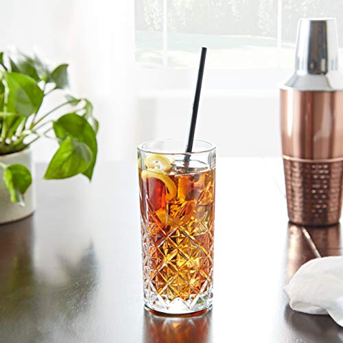 Timeless 10 Ounce Highball Glasses, Set of 6 Etched Drinking Glasses DishwasherSafe, Chip