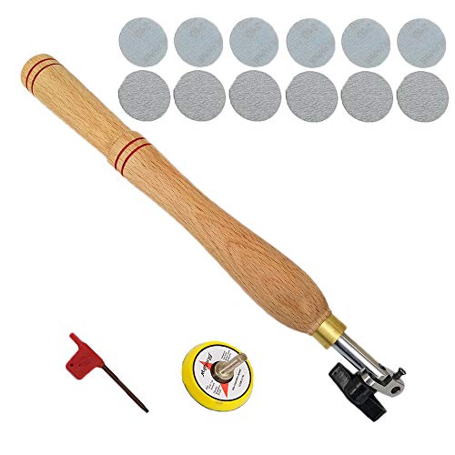 Wood Turning Lathe Sanding Tools Hand Held Bowl Sander with 13" Handle 2" Discs