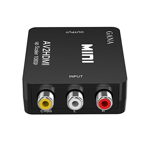 GANA RCA auf HDMI Adapter, AV auf HDMI Converter, Adapter Unterstützung 1080P mit USB Ladekabel Schutzhülle für Wii/Nintendo/Xbox/PS2/PS4/PS3/TV/STB/VHS/VCR/Kamera/DVD(Schwarz) – Bild 3