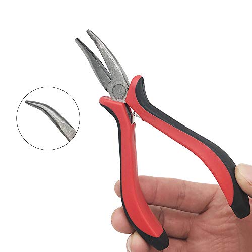 Hair Extension Kit,Sonku Pliers Pulling Hook Bead Device Tool Kit 200 Pcs Black Silicone Lined Micro Rings Beads 2 Pcs Combs 5 Pcs Silver Metal Alligator Hair Pins for Hair Styling Tools Accessory - Thumbnail 6