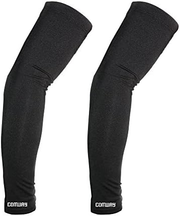 Elbow Sleeve Compression Arm Support- COMWAY Anti UV Sleeves Arm Warmers Elbow Brace Joint Pain Relief Lightweight For Sport Basketball Cycling Golf Bike Men Wome (Black, Medium)