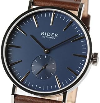New GT&amp;FQ M002 Automatic Bauhaus Style Watch Stick Atlantic Blue Dial Brown Strap