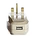 OREI 3 in 1 UK Travel Adapter Plug with USB and Surge Protection - Grounded Type G - Great Britain, Hong Kong, Singapore & More