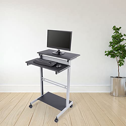S STAND UP DESK STORE Rolling Adjustable Height Two Tier Standing Desk