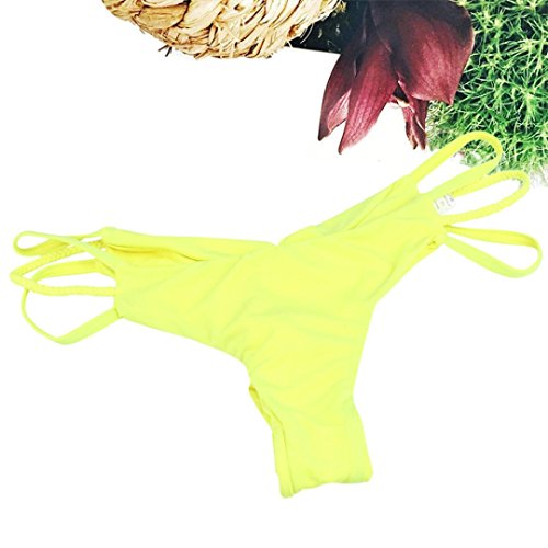 Elogoog Hot Sale 2018 Women Solid Color Swimsuit Bottoms Shorts Bandage Cut Out Thong Bikini Swim Trunks (Yellow, M)