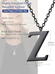 PROSTEEL Initial Pendant Jewelry 20 Inch Letter