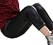 Swtddy Kids Winter Warm Leggings Stretch Girls Faux Leather Fleece Pants Thick Trousers (Tab Size 130(Height 120-130cm), Black)
