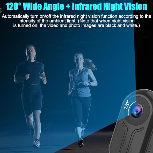OBEST Cámara de Acción 1080P, Camara Deportiva Portátil con Pantalla, 128G Mini Cámara de Cuerpo, Visión Nocturna Wearable Body CAM para Mascotas/Vlog/Ciclismo/POV