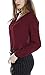 Womens V Neck Long Sleeve Ruffled Shoulder Solid Chiffon Blouse (Small, Wine Red)