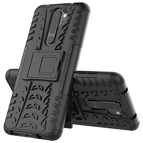 Newlike Redmi Note 8 Pro, Back Cover, Premium Real Hybrid Shockproof Bumper Defender Cover, Kick Stand Hybrid Desk Stand