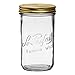 Le Parfait Familia Wiss Terrine | 32oz/Quart(Pack of 4) 1000L Wide Mouth French Glass Jar w/Airtight 2-Piece System Gold Lids | Ideal for Canning, Food Storage, Meal Prep, Cake Jar & DIY Crafts