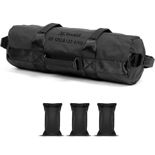 Yes4All RN3N Sandbag, Black, 34-56 Kilogramsm, Weighted bag for Running Workout, Core Bag Sandbag for many Functional Training, Running Bag, Crossfit, Fitness, Conditioning