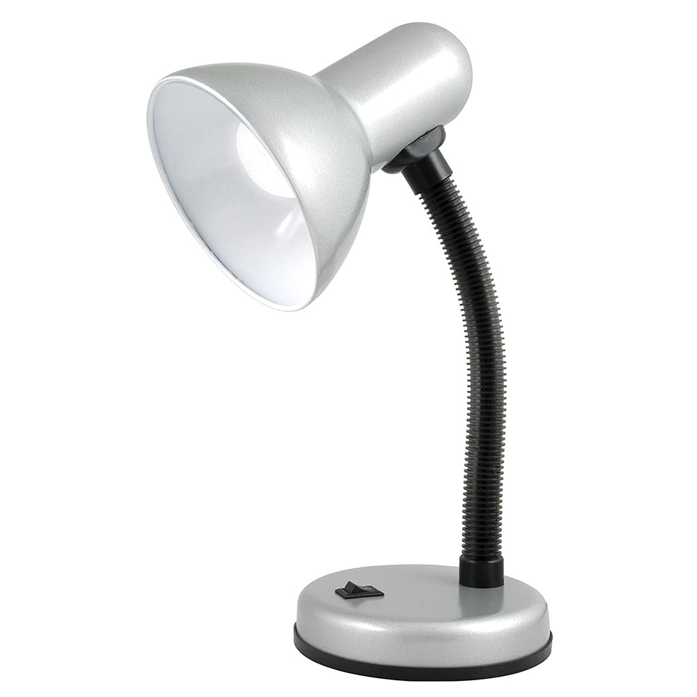 HOMELIFE 35w 'Classic' Flexi Desk Lamp with Versatile Flexible Neck - Integral On/Off Switch - Approx. 34cm Height - L958SV - Strato Silver