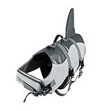 Petacc Dog Life Jacket Pet floatation vest Dog Lifesaver Dog Life Preserver for Water Safety at the Pool, Beach, Boating (M, Shark)
