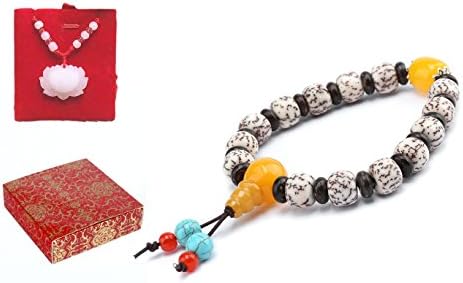poppee The Chakras Bangle Natural Stone Budhi Seed Mala Handmade Tibetan Buddhist Prayer Beads Diffuser Bracelet Bangle for Yoga Men and Women for Gift