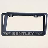Matte Black Laser Engraved Bentley Stainless Steel USA License Plate Frame With Engraved Steel Logo Screw Cap Combo 12.25
