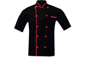 TROZ Men's And Women's Black Chef Coat Contrast Piping,PolyCotton,Size (S-6XL)