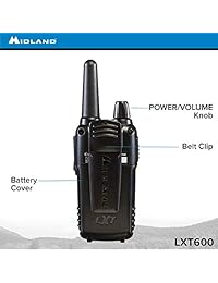 Midland LXT600VP3 Radio de dos vías FRS de 36 canales - Walkie Talkie de hasta 30 millas - Negro (paquete de 8)