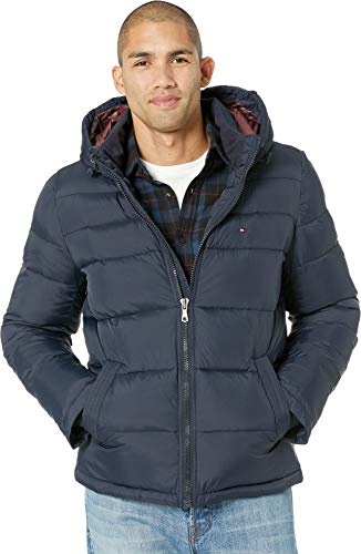 Tommy Hilfiger Herren Hooded Puffer Jacket Daunenalternative Oberbekleidung, Mitternacht/Ausflug, einfarbig (Midnight//Getaway Solids), XXL