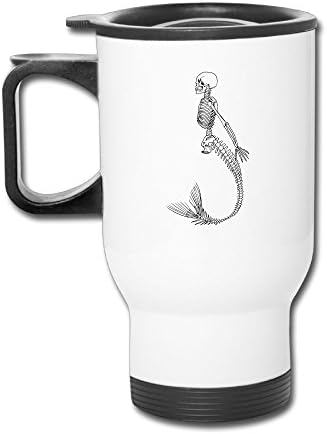 Yan Da YY Cute Coffee Cup Mermaid Skeleton Art Coffee Thermos With Bottle Cap 14 Oz