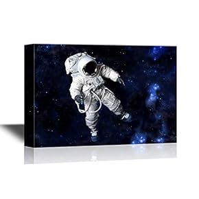 Canvas Wall Art - American Astronaut Wearing Pressure Suit Against a Space Background, USA - Gallery Wrap Modern Home Art | Ready to Hang - 12x18 inches