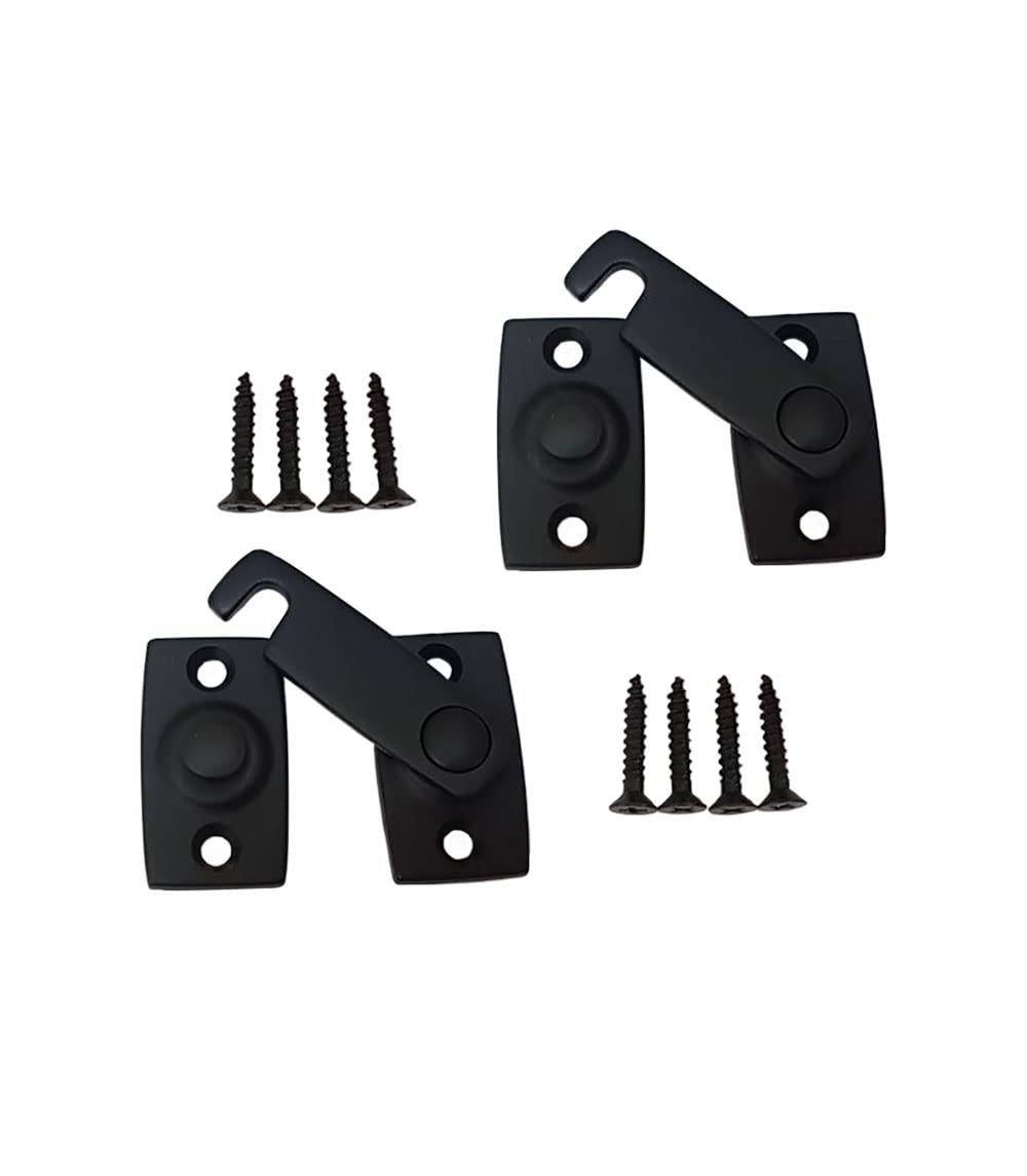 QCAA Solid Brass Shutter Bar/Door Latch, 7/8" x 2-3/32", Matte Black, 2 Pack, Made in Taiwan