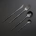 Apriling 4-Piece Stainless Steel Flatware Set 1 Including Fork Spoons Knife Tableware (Black)