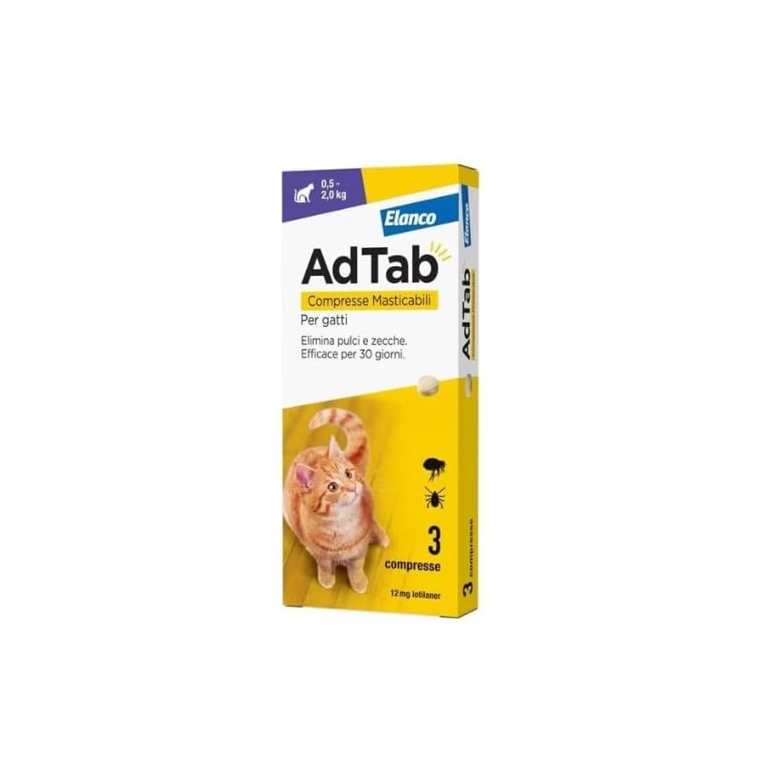 AdTab Compresse Masticabili per gatti da 0,5-2,0 Kg - 3 compresse