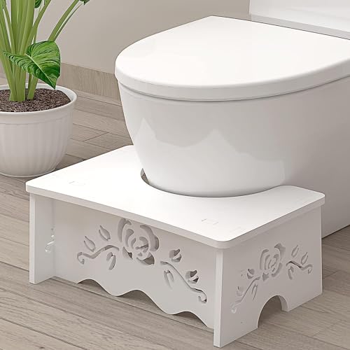 Fanwer Squatting Toilet Stool - Poop Stool for Bathroom, Wood-Plastic Composite, 7 Inch, Adults & Elderly