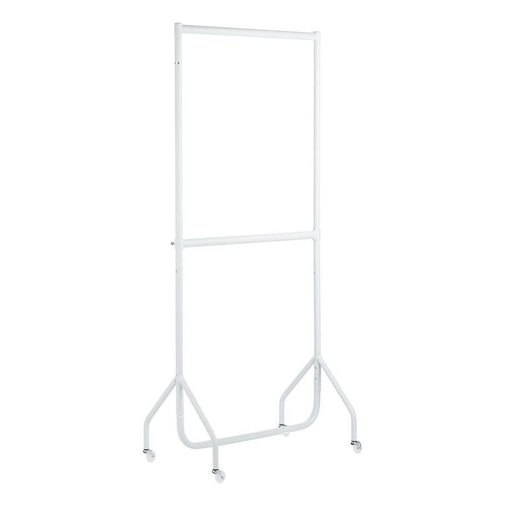 Two Tier Heavy Duty Clothes Rail Double Garment Rack Steel White