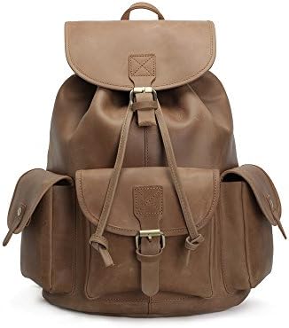 HandMadeCart Vintage Leather College Backpack Leather Backpack Computer School Backpack 8891