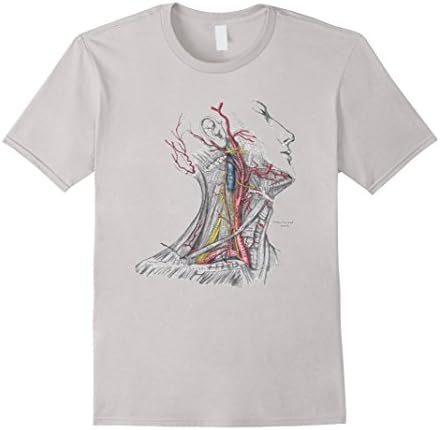 Mens Neck Gray Anatomy Medical Student Cardiology Gift T-Shirt 3XL Silver