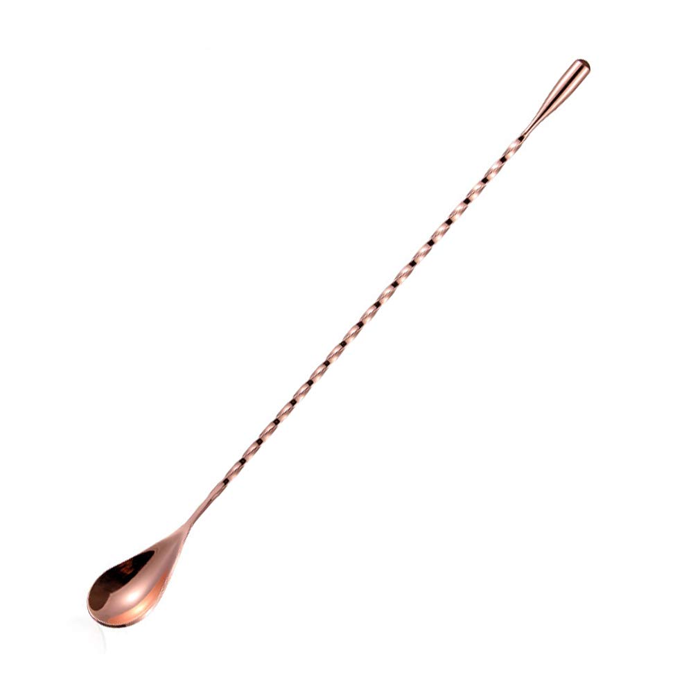 Stainless Steel Cocktail Mixing Spoon Long Cocktail Shaker Spoon Barware Stirring Spoon Twisted Bar Spoon-30CM Rose Gold