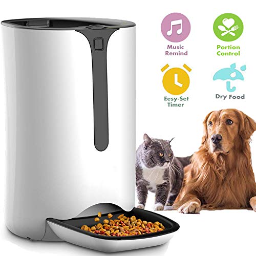 Automatic Pet Feeder for Cat Dog Timed Programmable Smart Food Dispenser Feeder for Medium Small Large Pet – Portion Control Up to 4 Meals Per Day, Voice Recording, Battery and Plug-in Power 7L