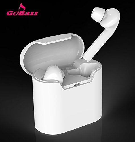 True Wireless Stereo Earphones, GoBass Air7E Super Light Bluetooth V4.2 Truly Wireless Earbuds Cordless Hands free Mini Earphones Headset with Noise Reduction for iPhone Smartphone (white)