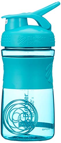 BlenderBottle SportMixer Tritan Grip Shaker Bottle, Teal/Teal, 20-Ounce