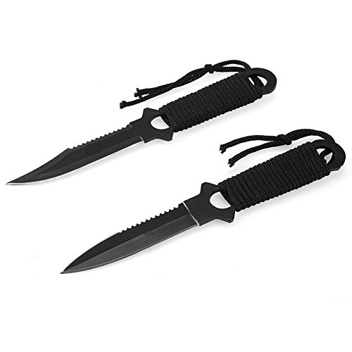 TOOLTOO Scuba Diving Knife Set – Tactical Survival Knife Kit – 4 Pieces Set Razor Sharp With Nylon Knife Pouch for Outdoor Snorkeling Hunting Survival Rescue and Water Sports, 8.5”