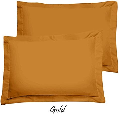 Hotel Bedding Ultra Soft Egyptian Cotton 600-Thread-Count Solid Pattern 2-Pieces Pillow Shams ( King Size, Gold )