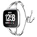 CAGOS Compatible with Fitbit Versa 2 Bands Women, Stainless Steel Bracelet Metal Cuff Accessories Bangle Replacement Wristbands Straps for Fitbit Versa Lite Smarwatch (Silver)