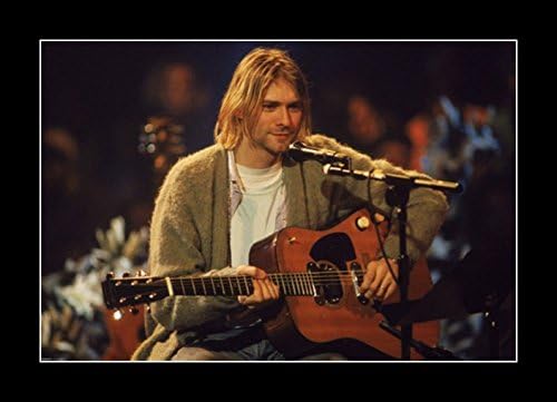 8 x 10 All Wood Framed Photo Kurt Cobain - Unplugged Pic