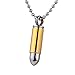 HooAMI Cremation Jewelry Gold Silver Bullet Urn Necklace Ash Keepsake Memorial Pendant for Men 33mm