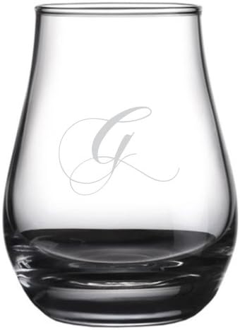 Chopin Script Etched Monogram Spey Dram Whisky Tasting Glass (Letter G)