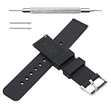 CIVO Quick Release Silicone Watch Bands Soft Rubber Watch Strap Smart Watch Band Stainless Steel Buckle 18mm 20mm 22mm (Black, 22mm)