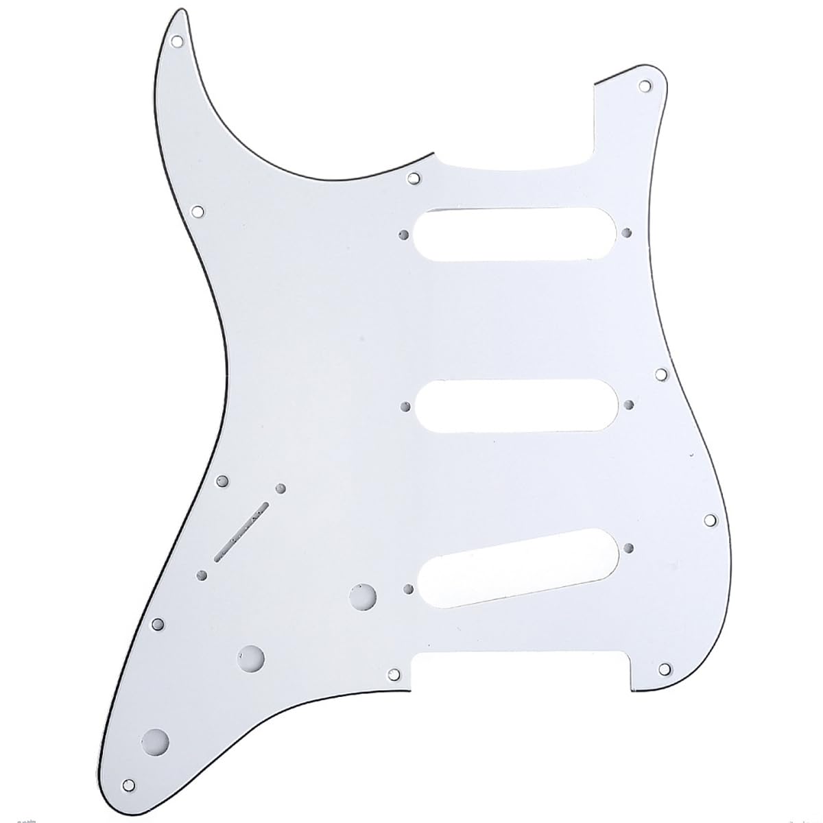 Musiclily SSS 11 Hole Left Handed Strat Guitar Pickguard for Fender USA/Mexican Made Standard Stratocaster Modern Style, 3Ply White