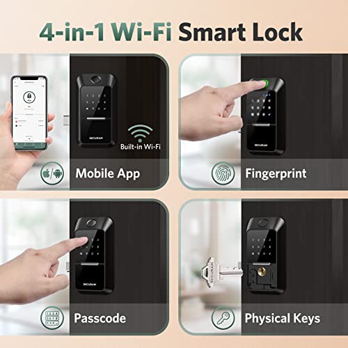 SECURAM EOS WiFi Smart Lock, Fingerprint Keyless Entry Door Lock, Touchscreen Code, App and