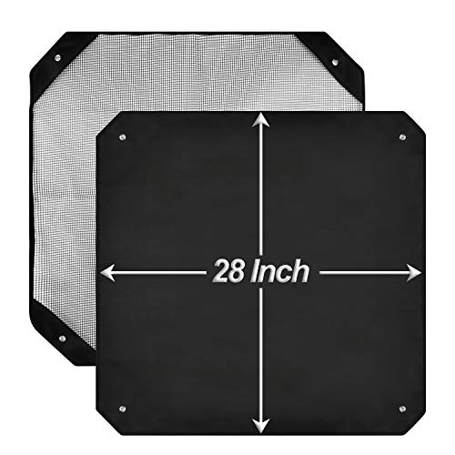 Timechee Air Conditioner Cover All Season,AC Covers for Outside Universal Center AC Unit Winter Waterproof Mesh and Heavy-Duty Tarpaulin Black 2 Pcs 28 x 28