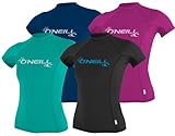 O'Neill Wetsuits UV Sun Protection Womens Basic Skins Short Sleeve Crew Sun Shirt Rash Guard, Light Aqua, X-Large